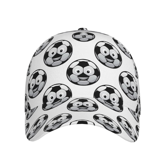 Xecao Happy Soccer for Baseball Cap: Unisex, crafted from classic polyester twill fabric, featuring a soft unconstructed design