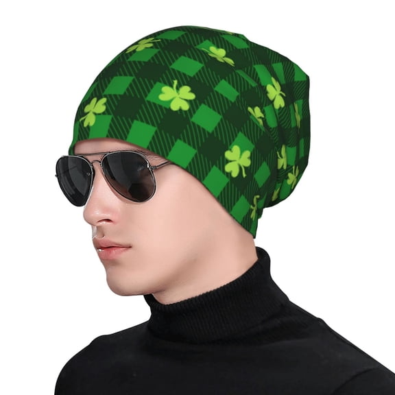 Xecao Happy St. Patrick's Day5 Print Beanie Knitted Hat for Men Women, Winter Fashion Knit Cuffed Caps Unisex