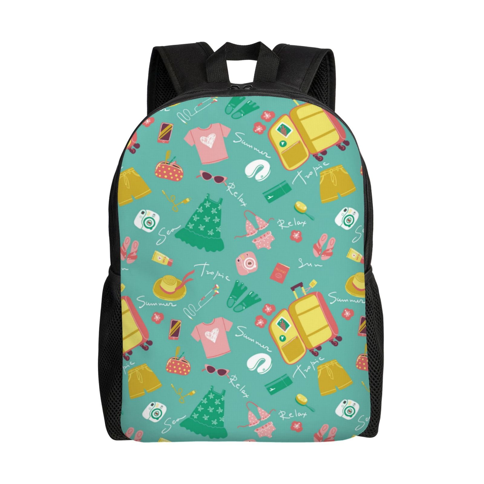 Xecao Happy Summer Print School Backpack with Laptop Compartment Small Travel Laptop Backpack for Women Men Waterproof College Backpack Simple School Bag