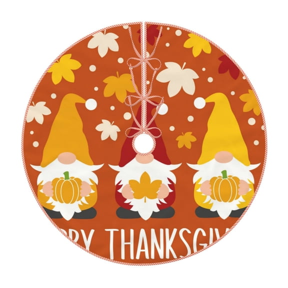 Xecao Happy Thanksgiving Three Gnomes Pattern Christmas Tree Skirt Holiday Part Decorations for Christmas Tree, Farmhouse Christmas Decor Xmas Holiday Home Party Decorations-30"