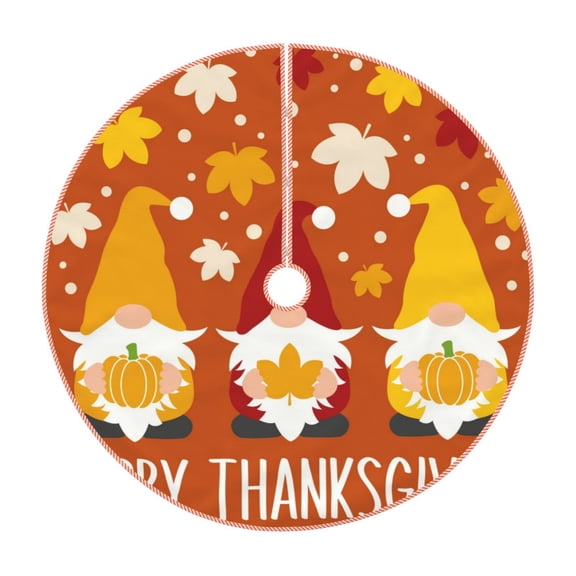 Xecao Happy Thanksgiving Three Gnomes Pattern Christmas Tree Skirt Holiday Part Decorations for Christmas Tree, Farmhouse Christmas Decor Xmas Holiday Home Party Decorations-48"