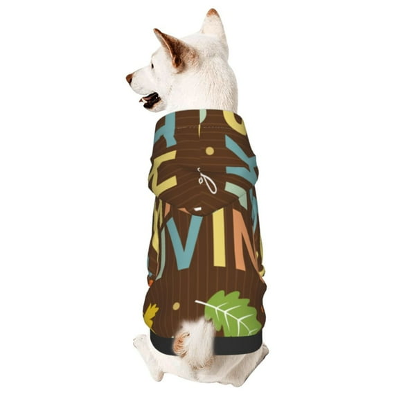 Xecao Happy Thanksgiving With Gnome Pattern Sweatshirts Winter Pet Dog Hoodie Puppy Coat Dog Sweaters Dog Clothes with Hat Dog Clothes Costume Outfit,Small Pets Wear-Medium