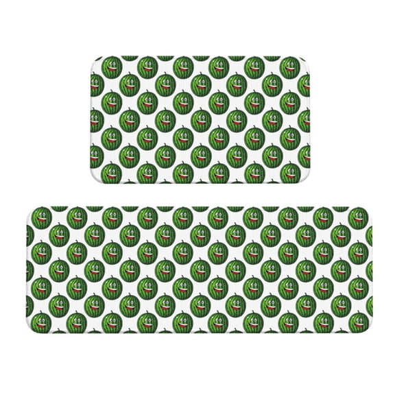 Xecao Happy Watermelon Patten Kitchen Rugs and Mats Sets,2 Pieces Non-Slip Washable Rugs, Kitchen Mat for Floor,Suit for Kitchen Decor and Accessories