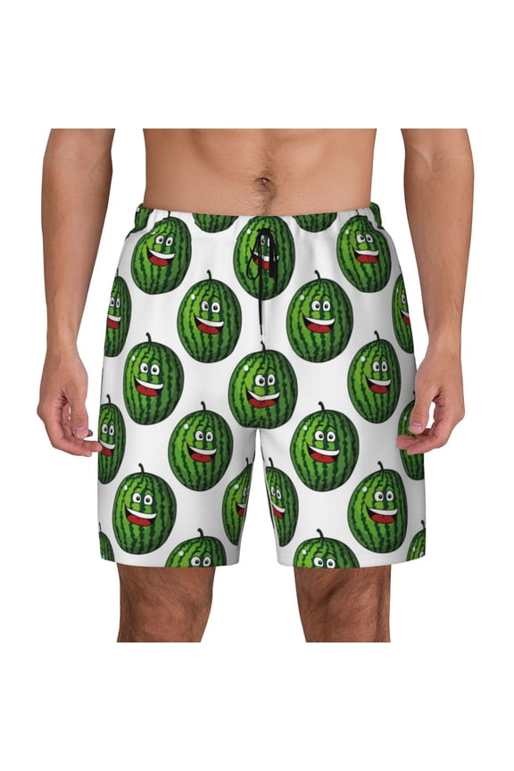 Happy Watermelon for Men's Swimming Trunks Swim Trunks Quick Dry Swim Shorts with Mesh Lining Funny Swimwear Bathing Suits