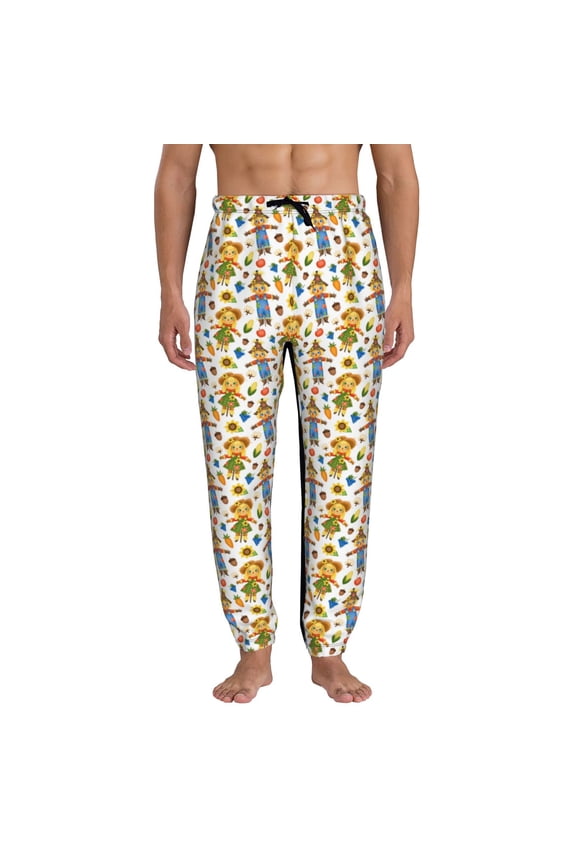 Harvest Scarecrow Pattern Print Active Tech Joggers for Men, Mens Sweatpants Lounge Pants with Pockets-Large