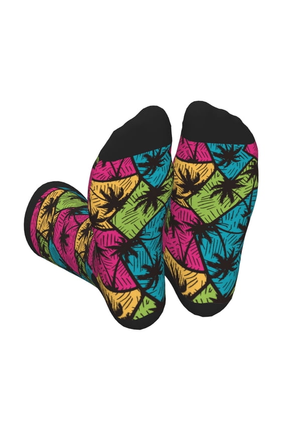 Hawaii Palms Print Crew Socks for Men and Women, Men's Soft Moisture-wicking Sock