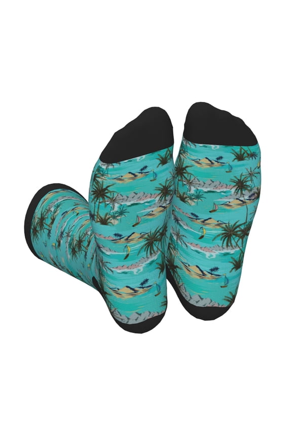 Hawaii Palms Print Crew Socks for Men and Women, Men's Soft Moisture-wicking Sock
