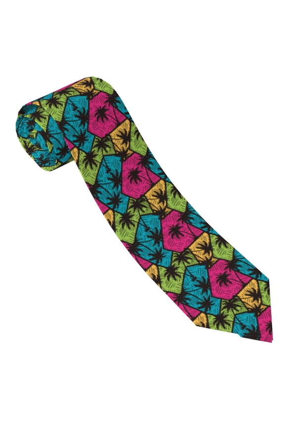 Hawaii Palms Print Tie For Men Necktie Woven Jacquard Neck Ties,Classic Men's Tie