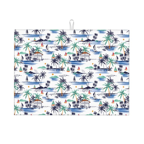 Xecao Hawaii Palms patten Microfiber Dish Drying Mat,Absorbent Dish Drainer Kitchen Counter,Super Absorbent Dish Drying Pads 1824 Inch