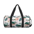 thumbnail image 1 of Xecao Hawaii Palms print Round Travel Duffel Bag is a foldable gym bag with an inner pocket, perfect for travel sports, 1 of 8