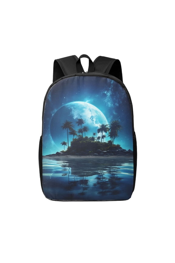Hawaiian Beach Pirate Moon print Travel Backpack, Large Computer Backpack for Men Women, College School Rucksack Book Bag