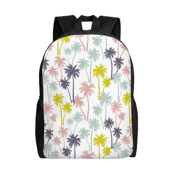 Xecao Hawaiian Coconut Tree Print School Backpack with Laptop Compartment Small Travel Laptop Backpack for Women Men Waterproof College Backpack Simple School Bag