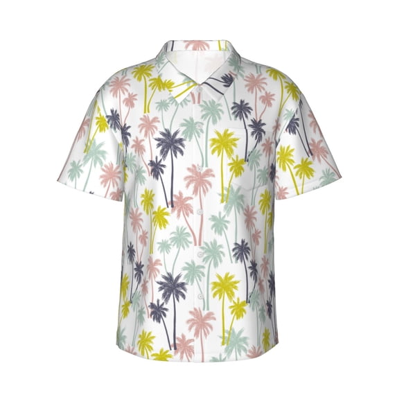 Xecao Hawaiian Coconut Tree print Hawaiian shirt - a stylish short-sleeve button-down for men, perfect for casual beach and tropical outings.