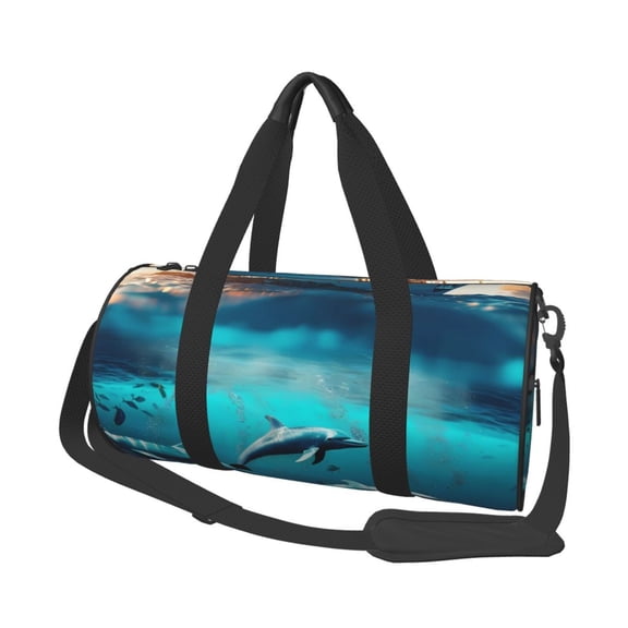 Xecao Hawaiian Ship Dolphin Print Travel Duffle Bag, Bag Carry On Tote Bags for Women, Travel Sport Gym Bag for Men, Hospital Bag for Labor and Delivery