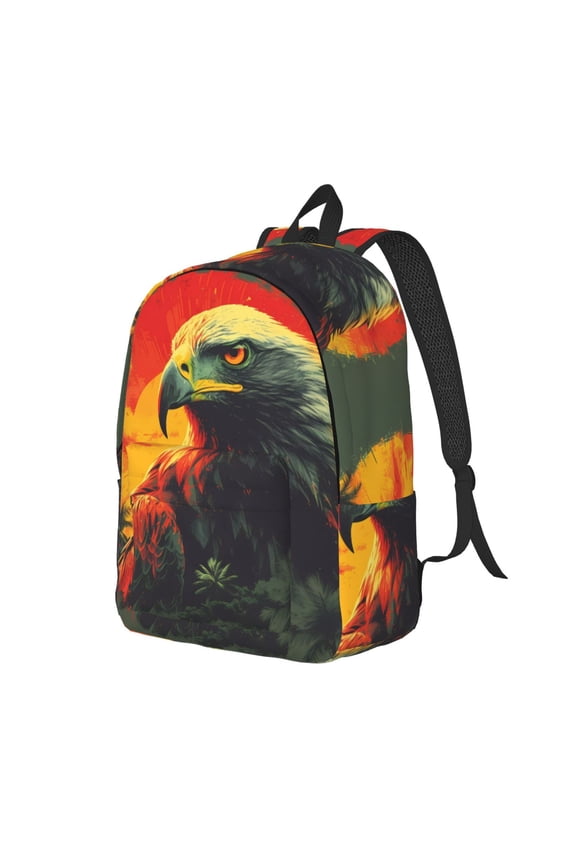 Hawaiian Style Bald Eagle Canvas College Laptop Backpack, a durable rucksack designed for both men and women, ideal for travel, school, and daily use-Small