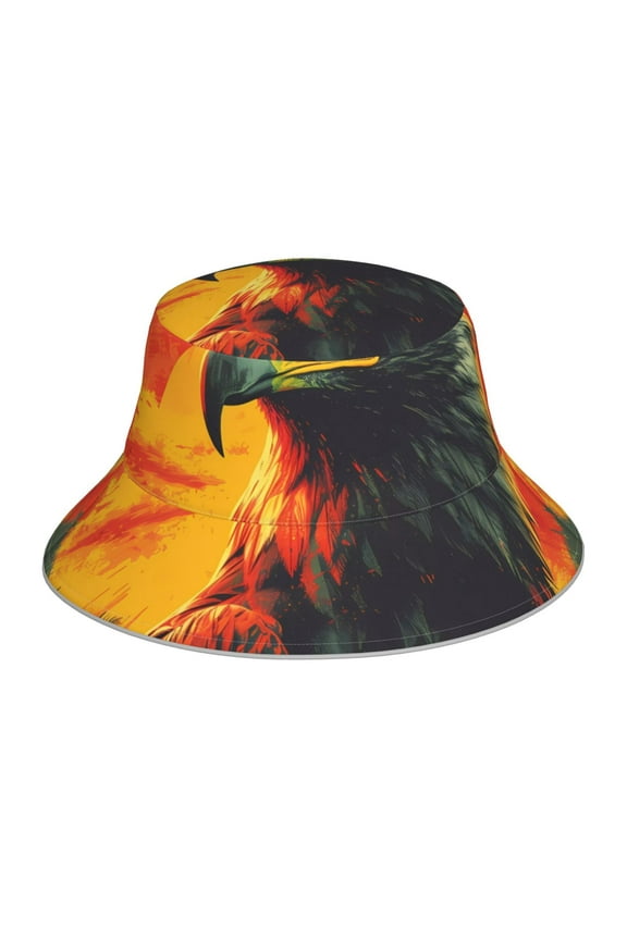 Hawaiian Style Bald Eagle Print Men and Women Night Reflective Hat Runner Cap Visor Bucket Hat Boonie Cap