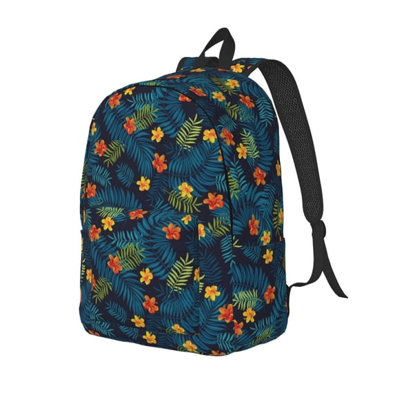 Xecao Hawaiian Style Canvas College Laptop Backpack, a durable rucksack designed for both men and women, ideal for travel, school, and daily use-Small