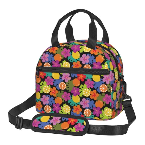Xecao Hawaiian Style Print Insulated Lunch Box, Lunch Cags Lunch Bag Featuring An Adjustable Shoulder Strap
