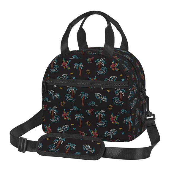 Xecao Hawaiian Style Print Insulated Lunch Box, Lunch Cags Lunch Bag Featuring An Adjustable Shoulder Strap