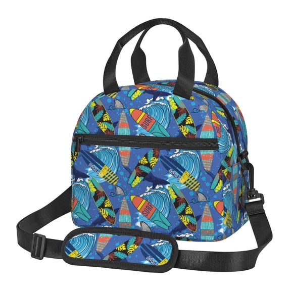 Xecao Hawaiian Style Print Insulated Lunch Box, Lunch Cags Lunch Bag Featuring An Adjustable Shoulder Strap