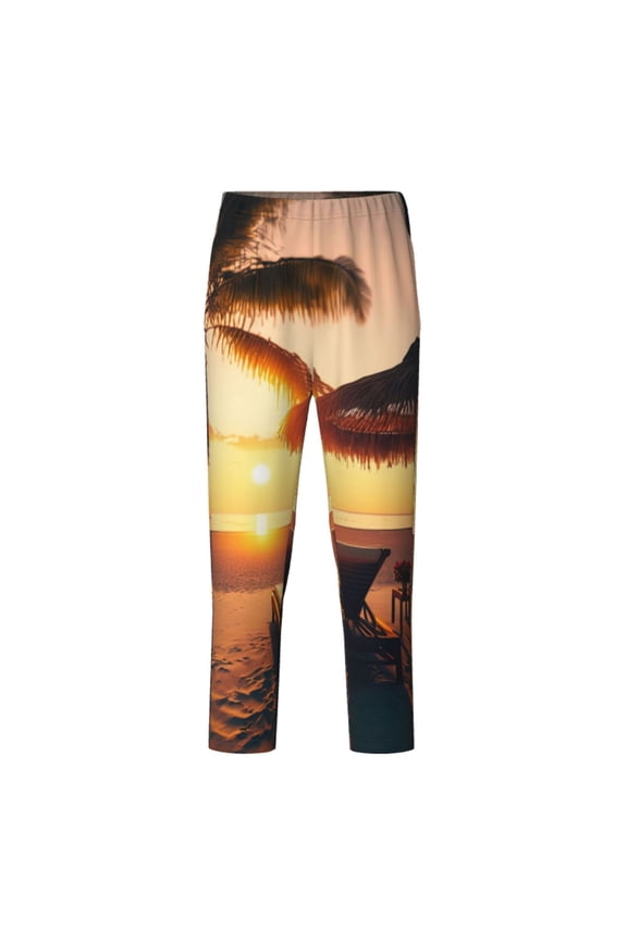 Hawaiian Sunset Beach Print Teenagers' Pajama Pants Long Sleep Pants Soft Elastic Waist Pajama Bottoms Elastic waist with 2 Pockets 5-16 Years-Large