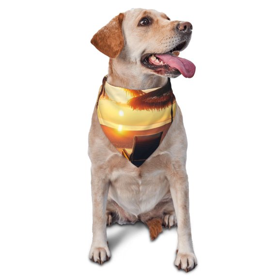 Xecao Hawaiian Sunset Beach for Pet Bandana - A Stylish Triangle Accessory for Small to Large Dogs, Puppies, and Cats