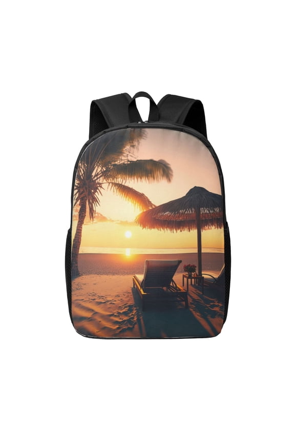 Hawaiian Sunset Beach print Travel Backpack, Large Computer Backpack for Men Women, College School Rucksack Book Bag