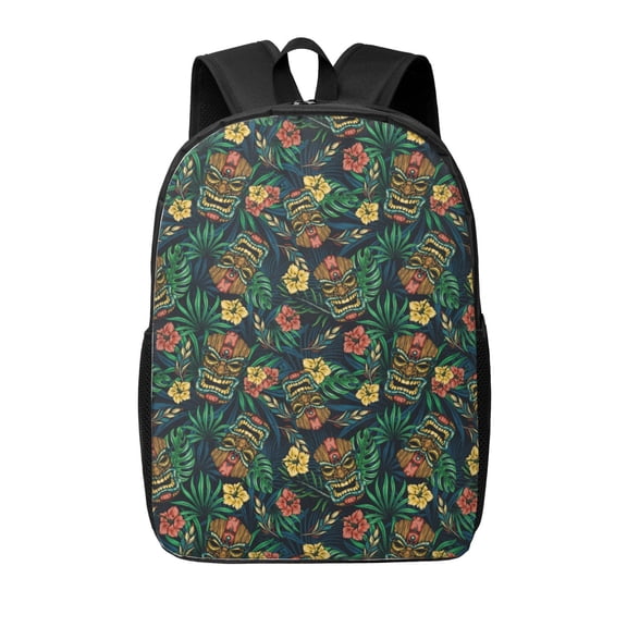 Xecao Hawaiian Tribal Mask print Travel Backpack, Large Computer Backpack for Men Women, College School Rucksack Book Bag