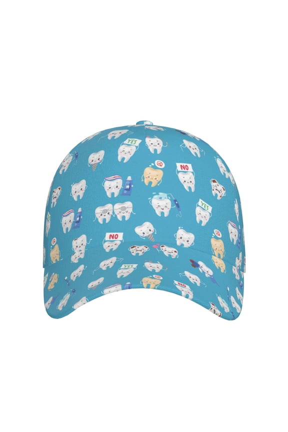 Healthy And Ill White Teeth for Baseball Cap: Unisex, crafted from classic polyester twill fabric, featuring a soft unconstructed design