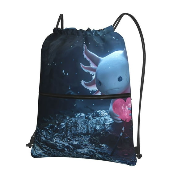 Xecao Heart Axolotl for Drawstring Bags,Pull String Backpack Bags,String Bag Sackpack