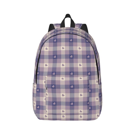 Xecao Heart Check Plaid for Canvas College Laptop Backpack, Durable Rucksack Travel Notebook Bag School Backpack Book Bag for Men Women
