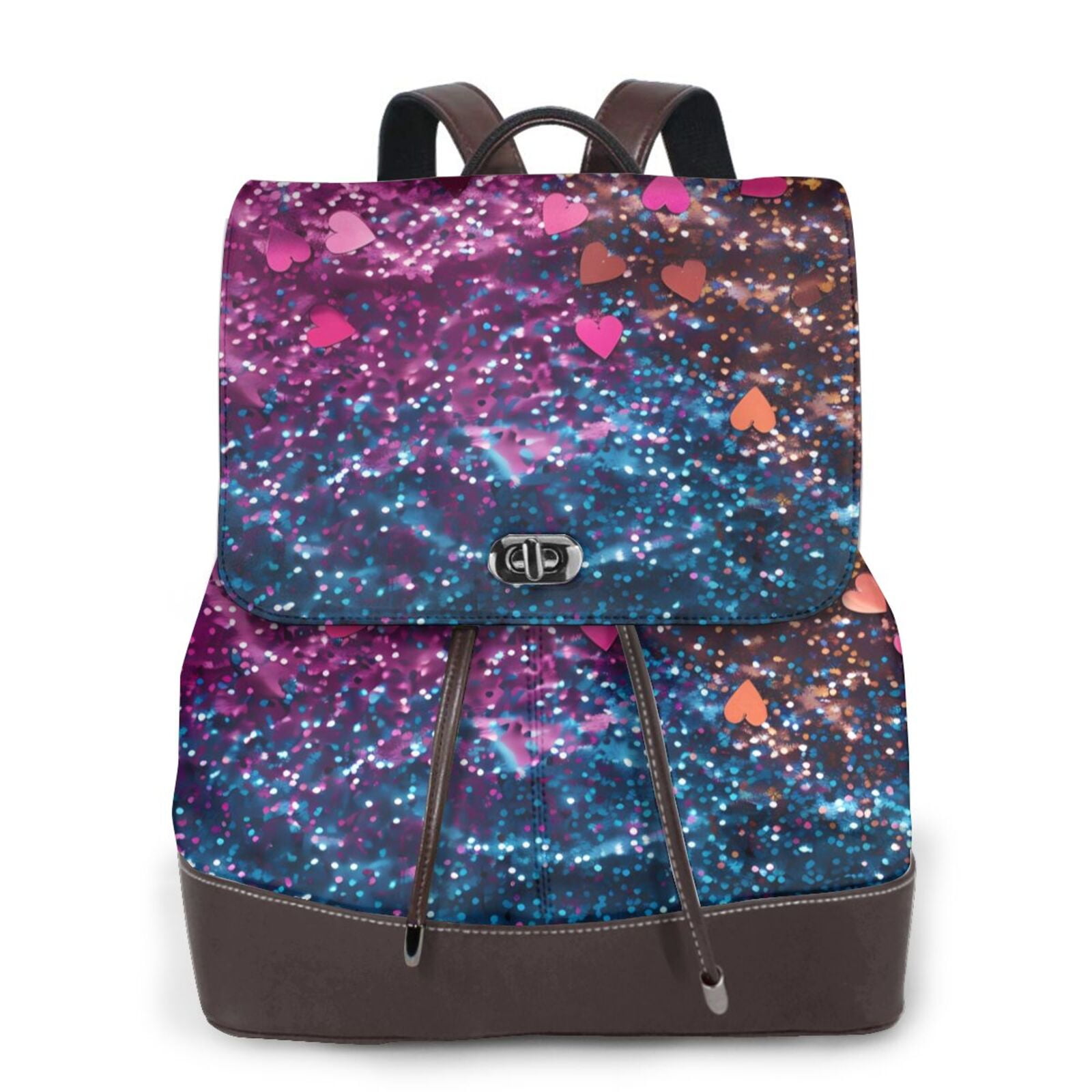 SPARKLE OF HEARTS BACKPACK BAG FOR WOMEN(BLUE) ITA Bag Blue Transparent Glitter Heart Backpack Harajuku  main image 4