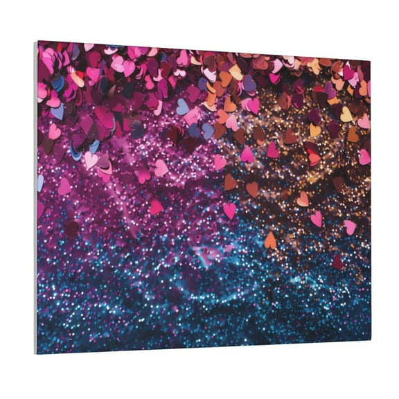 Xecao Heart Confetti on Glitter for Waterproof Framed Canvas Art - Modern Home Decor with Real Wood Frame for Gifting and Interior Design,Horizontal