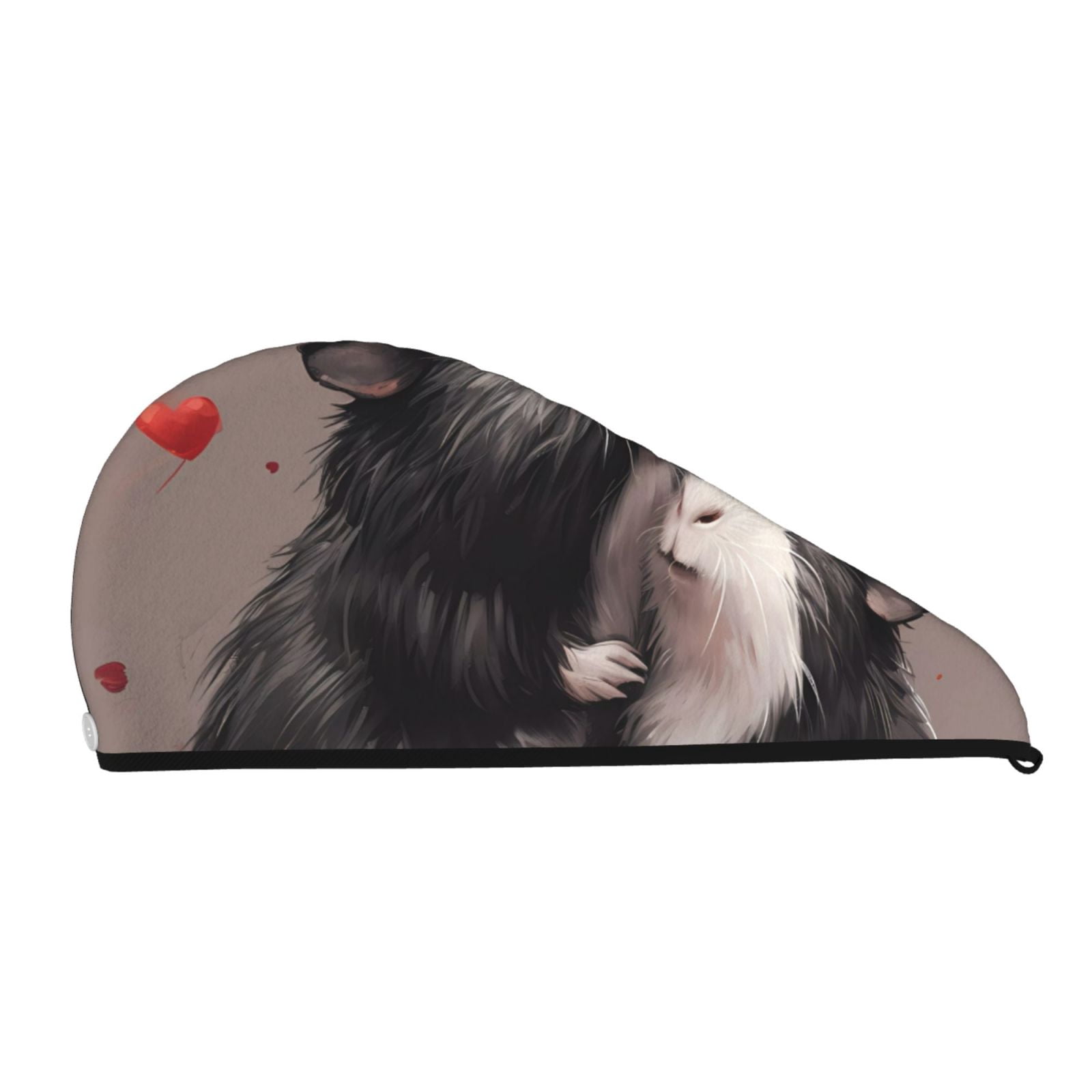 Xecao Heart Guinea Pig Couple Print Hair Towel, Hair Turbans for Wet Hair, Drying Hair Wrap for