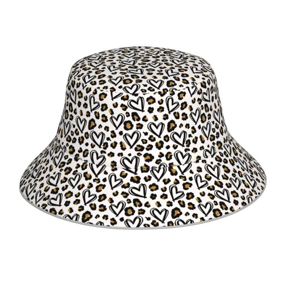 Xecao Heart Leopard Print Men and Women Night Reflective Hat Runner Cap Visor Bucket Hat Boonie Cap