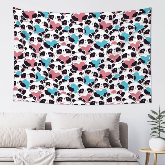 Xecao Heart Panda Print Tapestry, Wall Hanging Room Funny Decor, Backdrop Room Decor for Bedroom Living Room dormitory