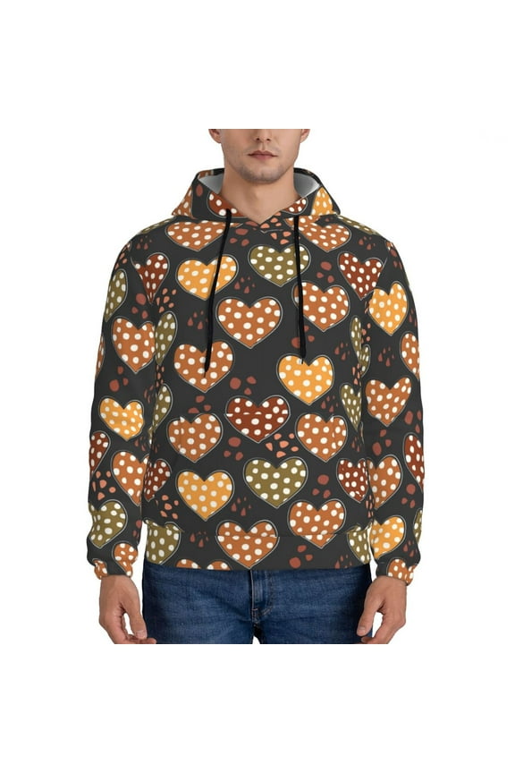 Heart Pattern Men's Adult Pullover Hoodie,Hooded Sweatshirt-Large