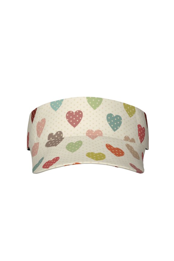 Heart Polka Dot for Adult Sun Cap offers versatile sun protection with adjustable Velcro for a secure fit.