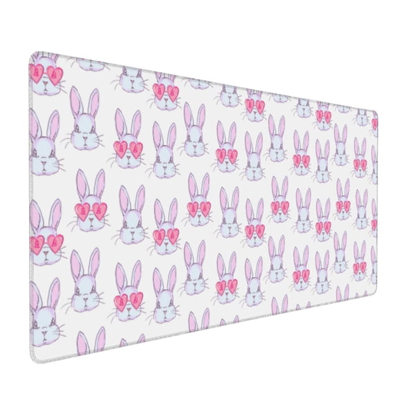 Xecao Heart Rabbit Print Large Mouse Pad, 16x35.5in Mousepad, Professional Non-Slip Rubber Base Big Mouse Pad, Mouse Pad for Gaming & Office Full Desk Mouse Pad