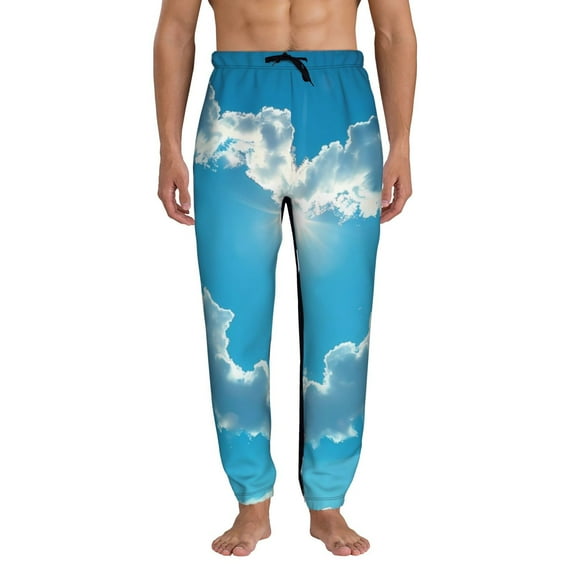 Xecao Heart Shaped Cloud Print Active Tech Joggers for Men, Mens Sweatpants Lounge Pants with Pockets-Medium