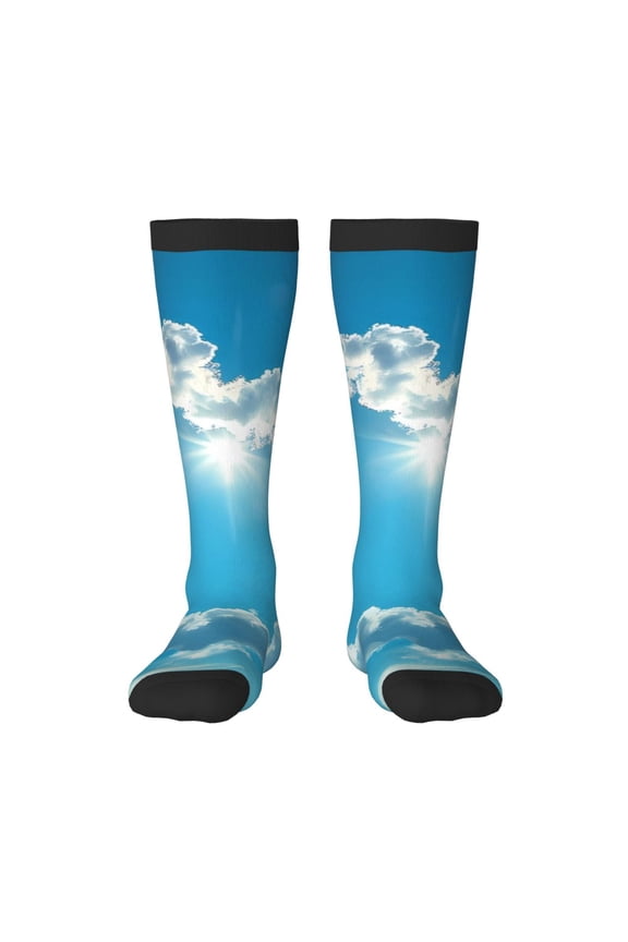 Heart Shaped Cloud Print Compression Socks for Both Men And Women for Running, Travel, Flight, Nurse