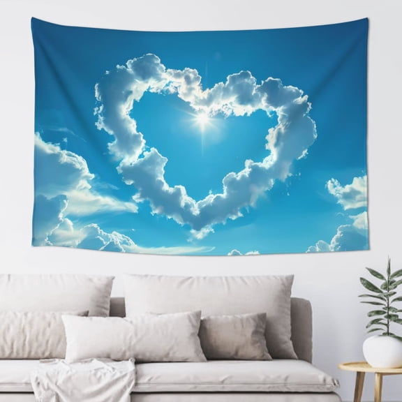Xecao Heart Shaped Cloud Print Tapestry, Wall Hanging Room Funny Decor, Backdrop Room Decor for Bedroom Living Room dormitory