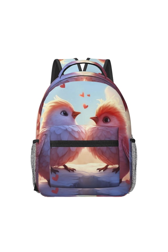 Heart Sky Bird Couple Travel Backpack: A spacious, stylish computer backpack ideal for men and women, perfect for college, school, or daily travels