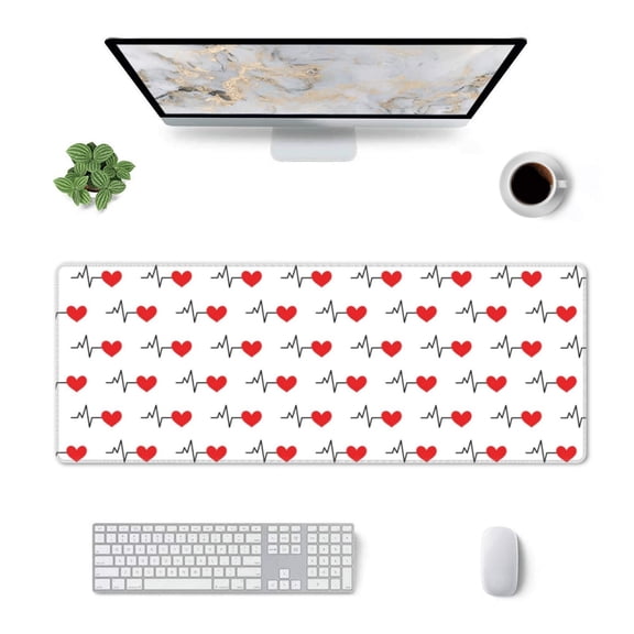 Xecao Heartbeat Symbol for Mouse Pad - Waterproof Extended Contour Mouse Mat, Large Gaming Mousepad Laptop Keyboard Mat with Non-Slip Rubber Base