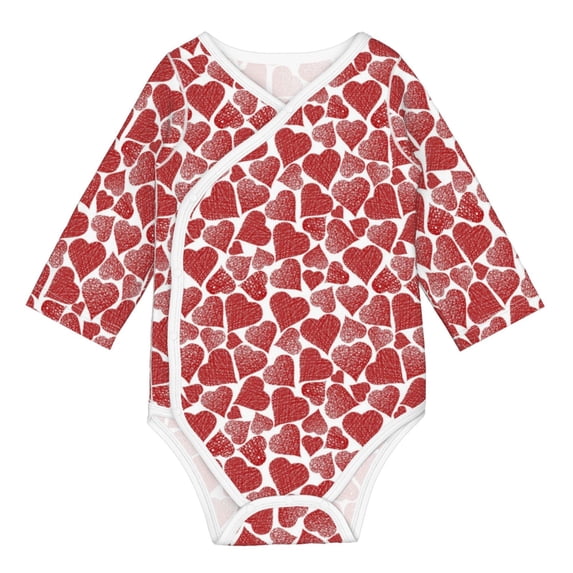 Xecao Hearts Print Baby unisex-baby Cotton Long-sleeve Bodysuits-2 Years