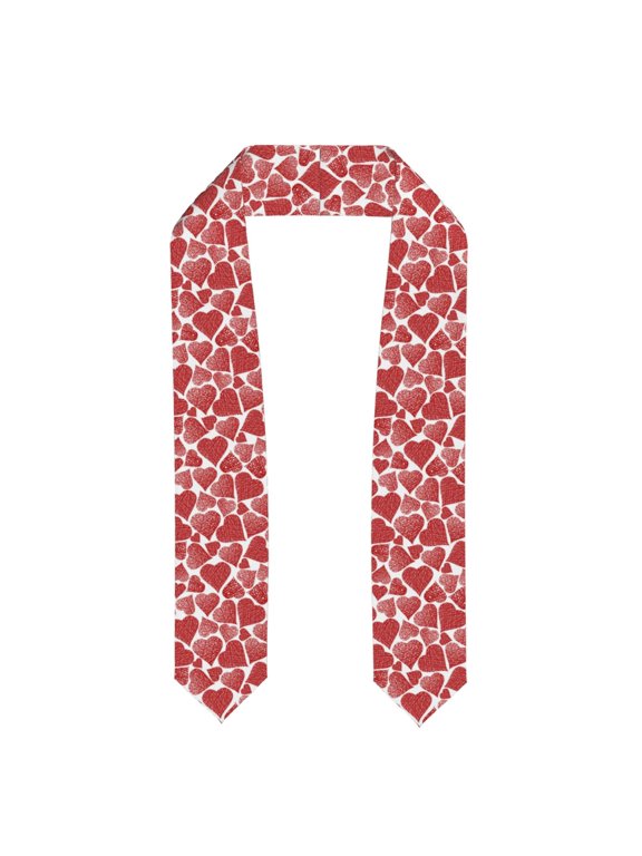 Hearts Print Graduation Shawl Stole Honor Stole Adult 72" Academic Commencements