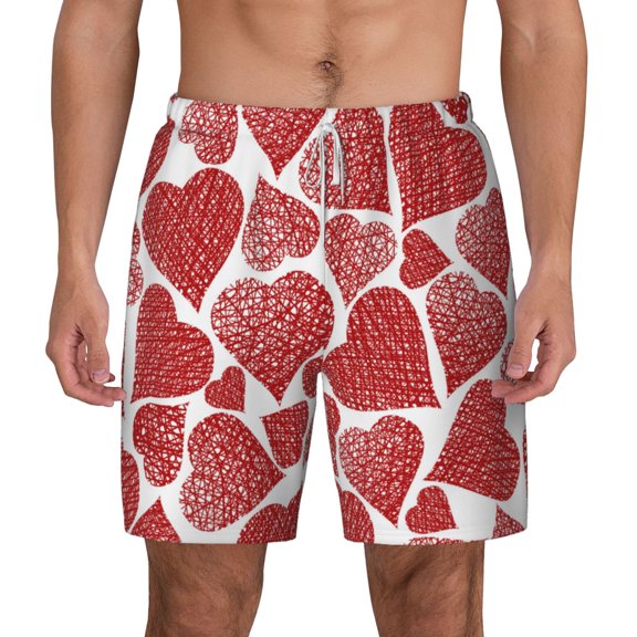 Xecao Hearts for Men's Swimming Trunks Swim Trunks Quick Dry Swim Shorts with Mesh Lining Funny Swimwear Bathing Suits