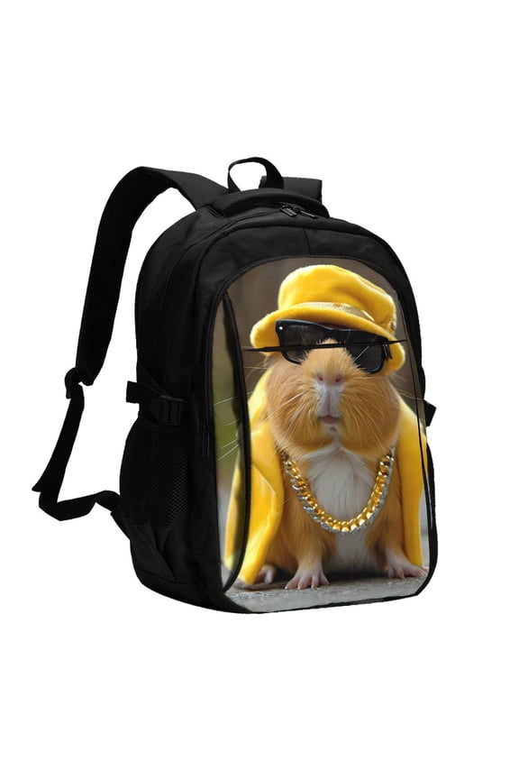 Heavy Metal Style Guinea Pig for Travel Laptop Backpack, USB-Charging-Enabled, Spacious Business Backpack for Men and Women,College School Computer Bag