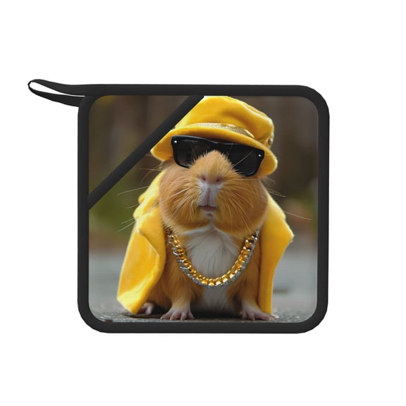 Xecao Heavy Metal Style Guinea Pig for Silicone Trivet Mats - Heat Resistant Pot Holders, Multipurpose Non-Slip Hot Pads