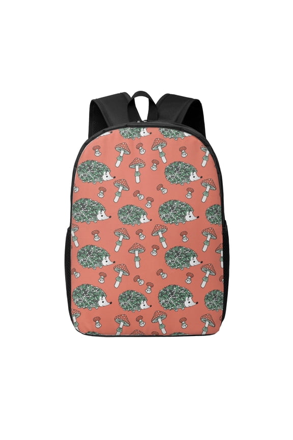 Hedgehog Mushroom print Travel Backpack, Large Computer Backpack for Men Women, College School Rucksack Book Bag